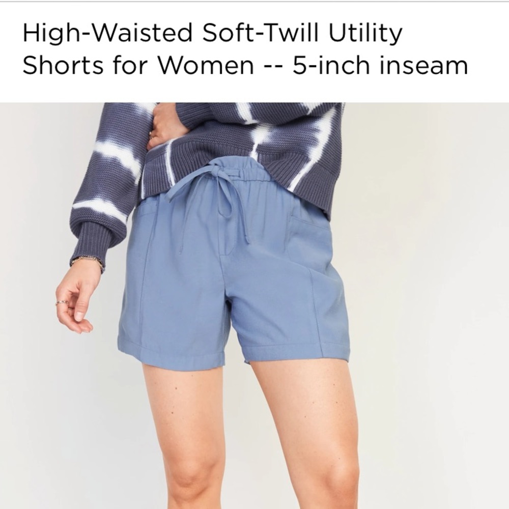 High-Waisted Soft Twill Utility Shorts